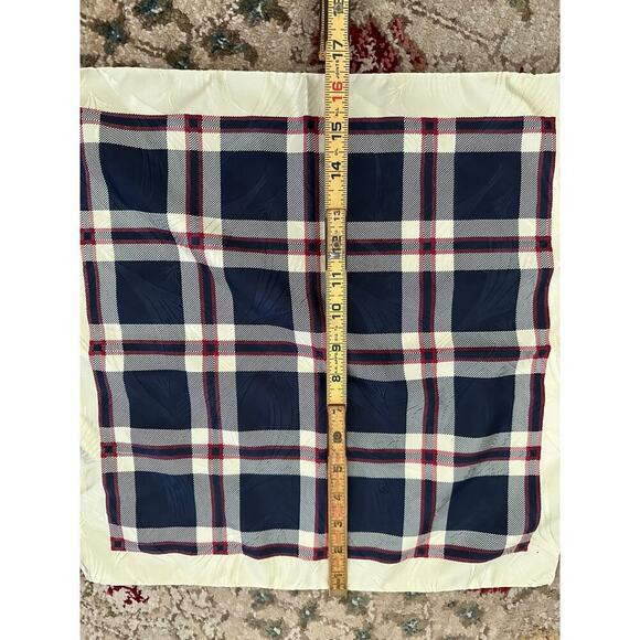 Vintage Polo by Ralph Lauren Blue & Red Plaid 100% Silk Square Scarf Set of 2 - Picture 3 of 11